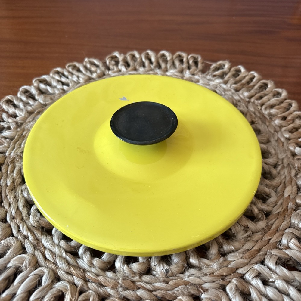 Vintage West Bend Coffee Urn Replacement Lid Yellow Enamel with Black Knob Hippy